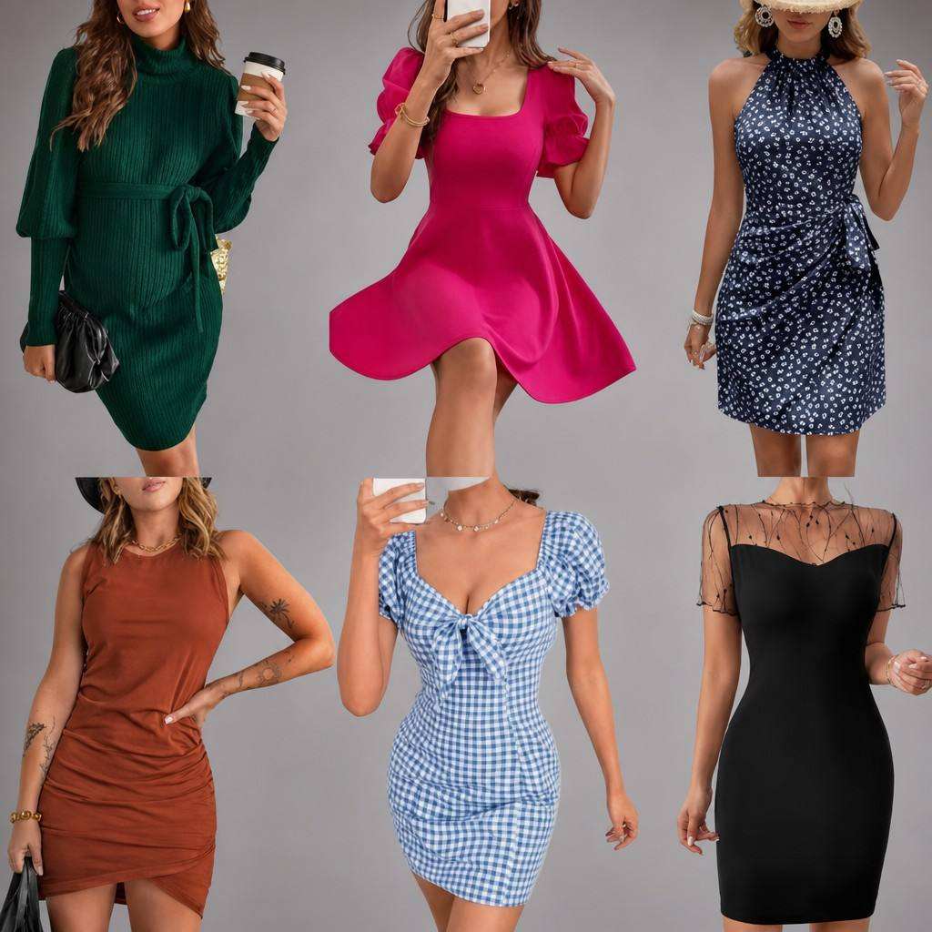 New Summer Women Natural Waist Midi Shirt Loose Puff Sleeve A-Line Casual Daily Outfit Multi-design Ruffles Mix Shipment