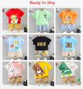 Children T-Shirt Shorts Set Summer Outfit Random Mix Cartoon Print Kids Clothes Ready Ship Mixed Colors