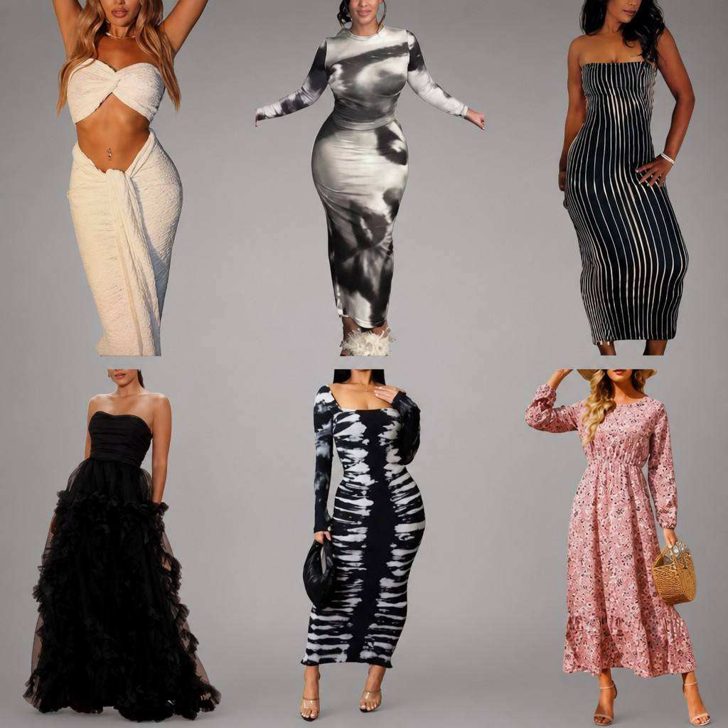 New Summer Women Natural Waist Midi Shirt Loose Puff Sleeve A-Line Casual Daily Outfit Multi-design Ruffles Mix Shipment
