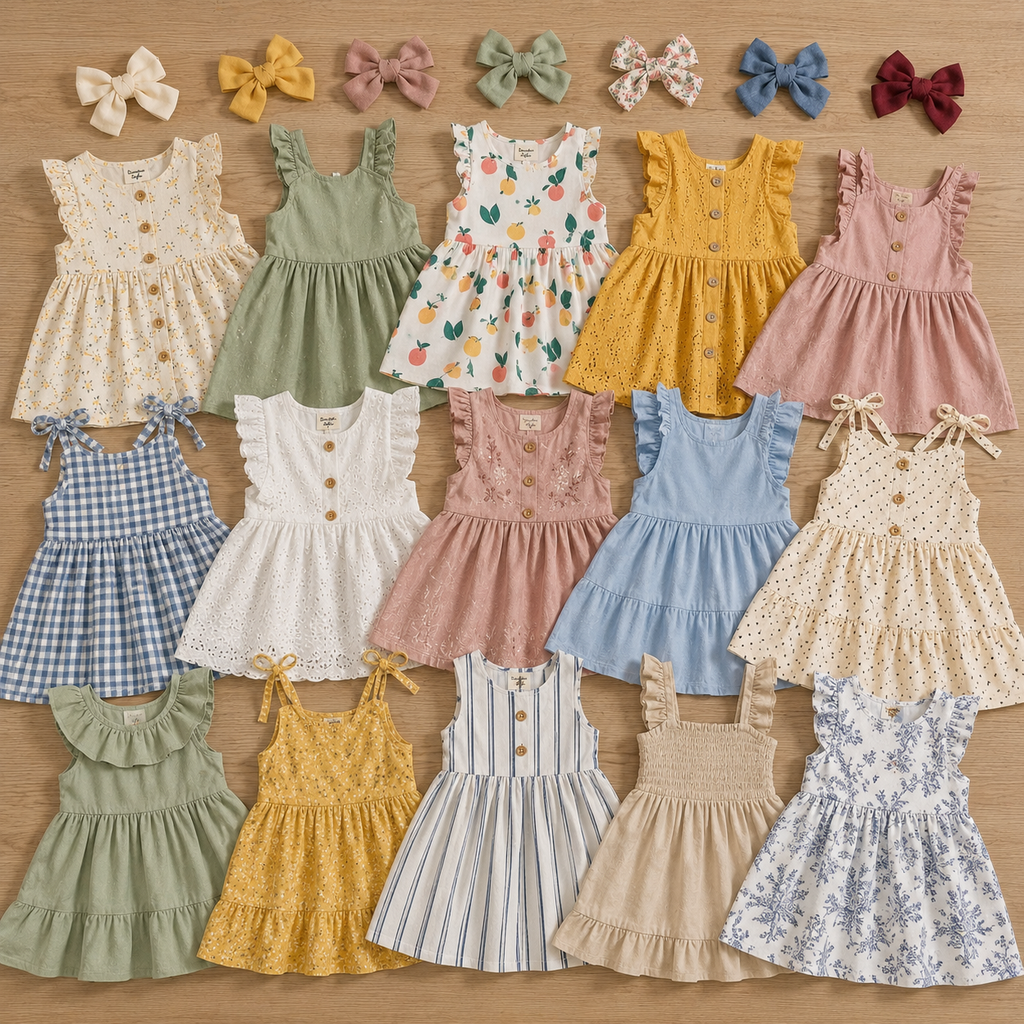 Tulle Spliced Princess Dress Stylish Summer Kids Top & Shorts Set Mixed Styles Random Mix Model 2026.4 Made in China